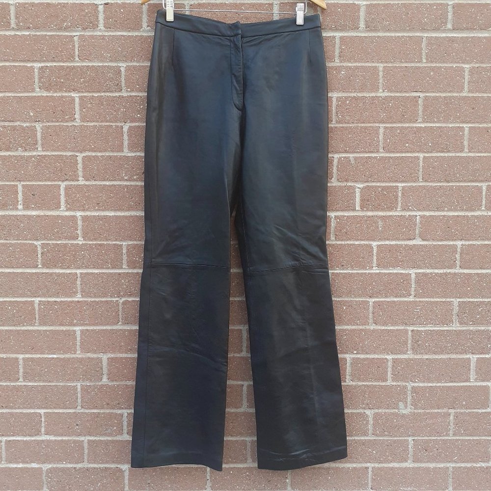 Real Leather Pant Made in Canada 100%LEATHER straightLeg Vintage sizing 10 BLACK